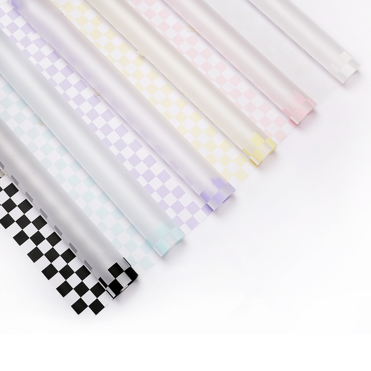 Papel de embrulho para buquê xadrez multicolorido