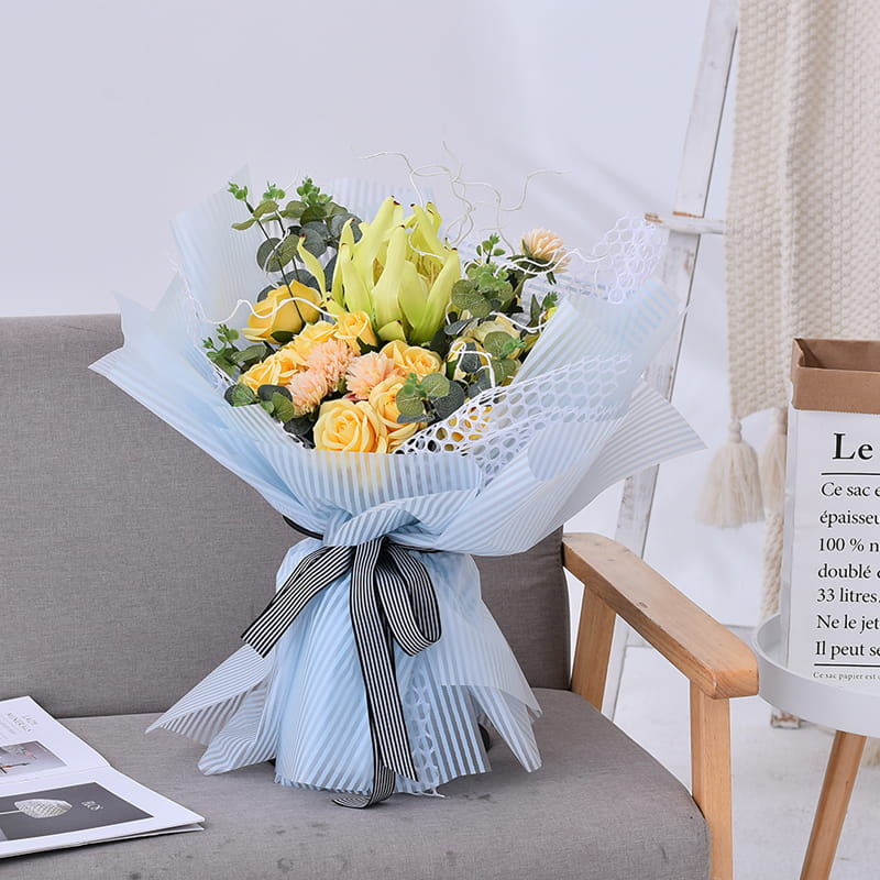 Papel de embrulho de flores fosco listrado