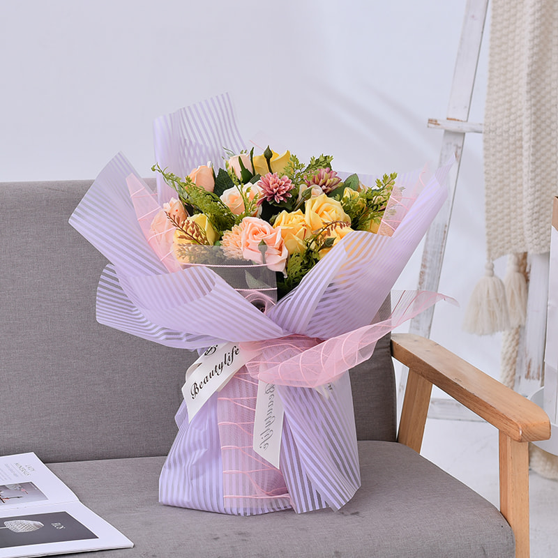 Papel de embrulho de flores fosco listrado