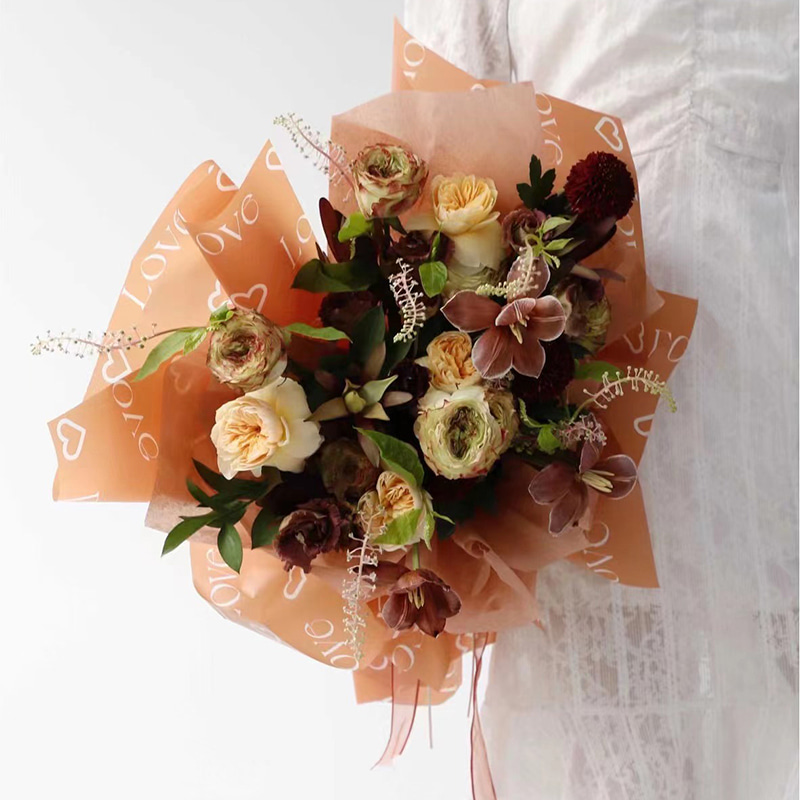 Cartas de amor estampadas design flor embrulho nosso papel com revestimento impermeável colorido