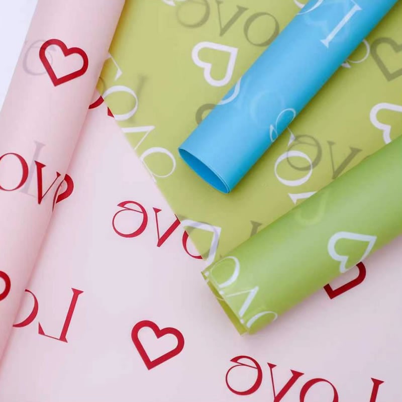 Cartas de amor estampadas design flor embrulho nosso papel com revestimento impermeável colorido