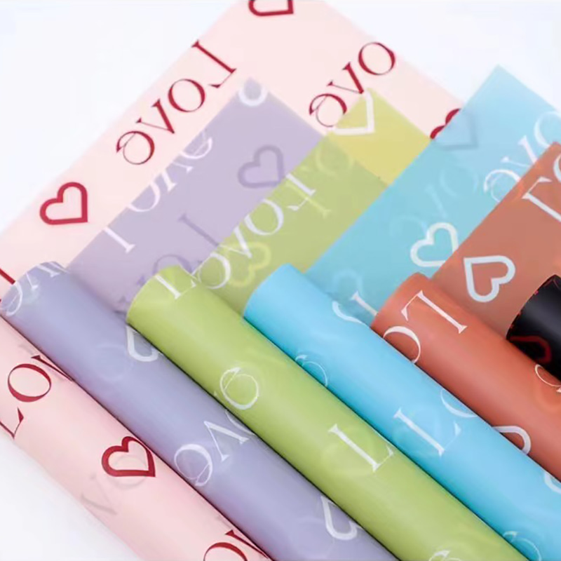 Cartas de amor estampadas design flor embrulho nosso papel com revestimento impermeável colorido