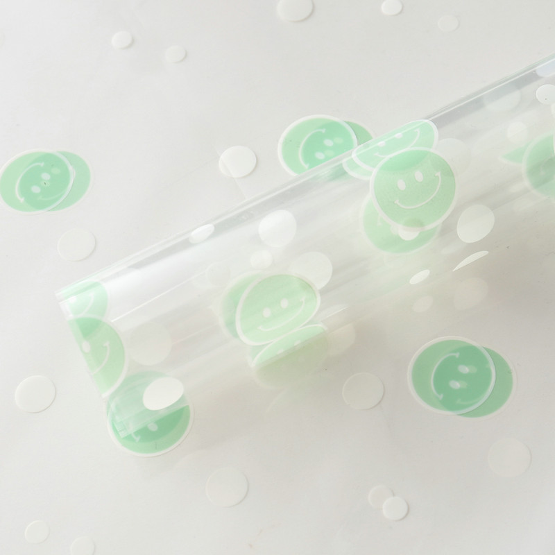 Papel de embrulho de flores com rosto sorridente de celofane OPP
