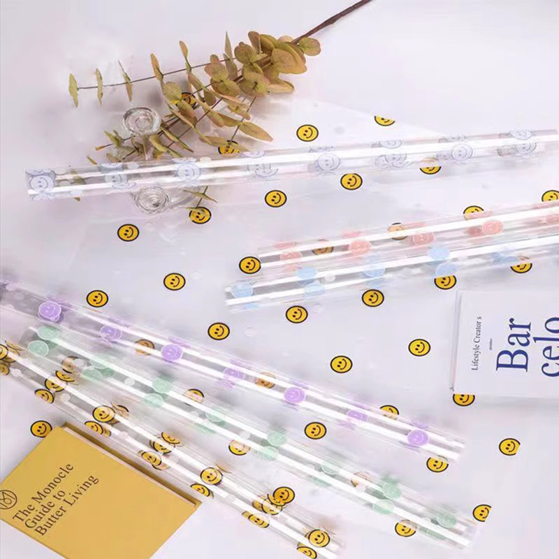 Papel de embrulho de flores com rosto sorridente de celofane OPP