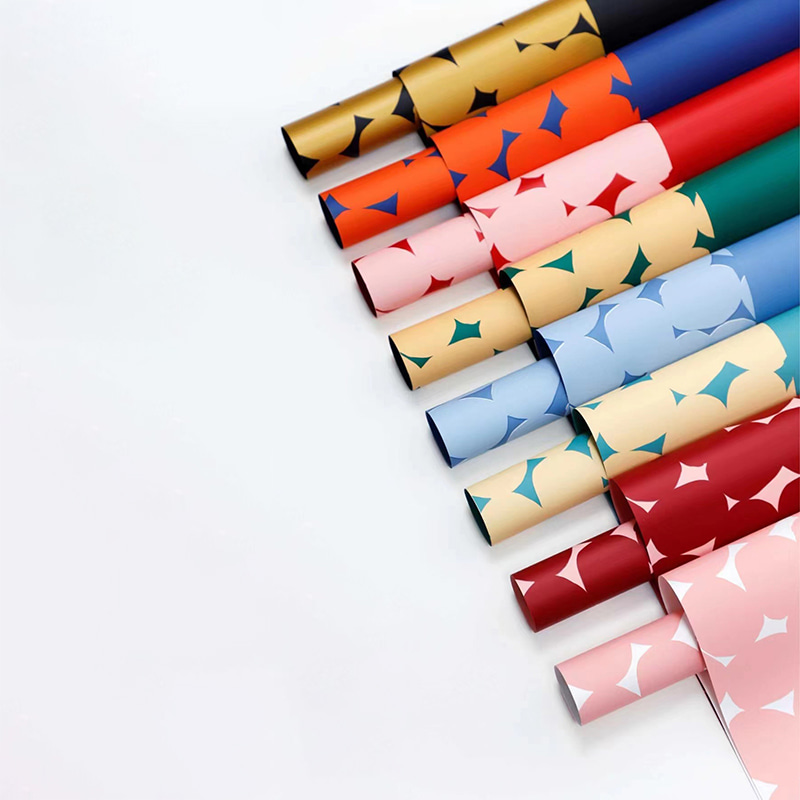 Papel de embrulho de flor de bolinhas bicolor