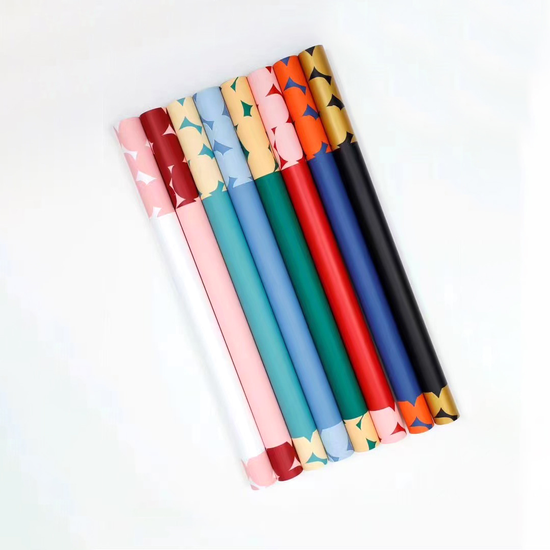 Papel de embrulho de flor de bolinhas bicolor