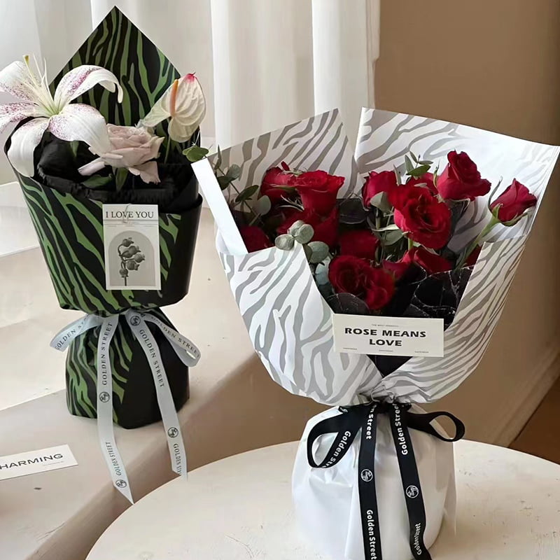 Papel de embrulho de flores de seis cores com estampa de zebra