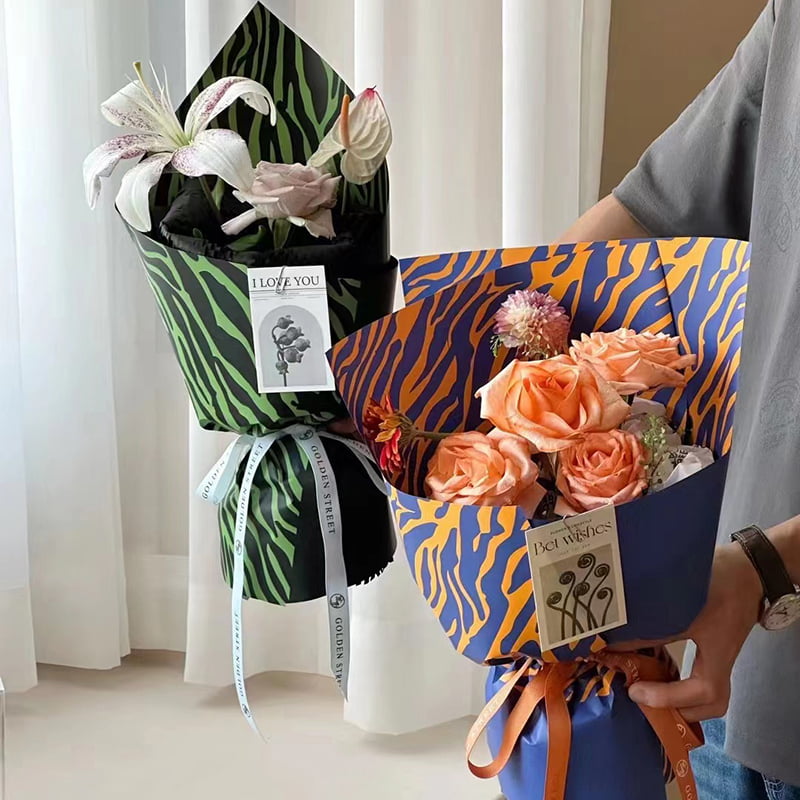 Papel de embrulho de flores de seis cores com estampa de zebra