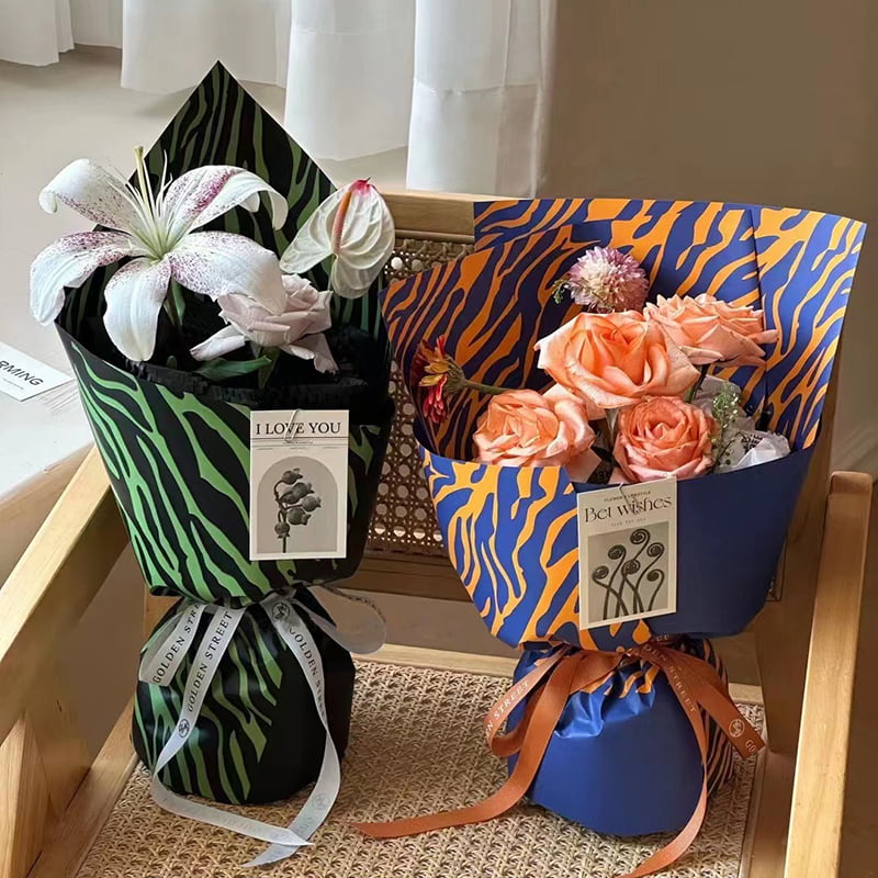Papel de embrulho de flores de seis cores com estampa de zebra