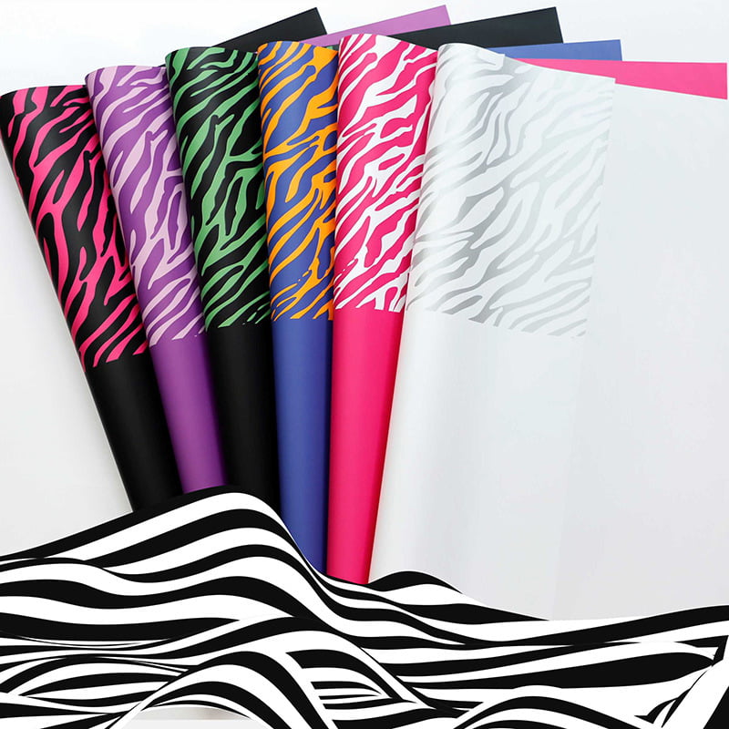 Papel de embrulho de flores de seis cores com estampa de zebra