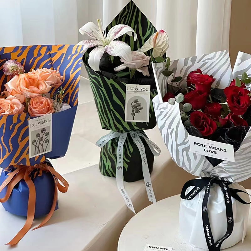Papel de embrulho de flores de seis cores com estampa de zebra