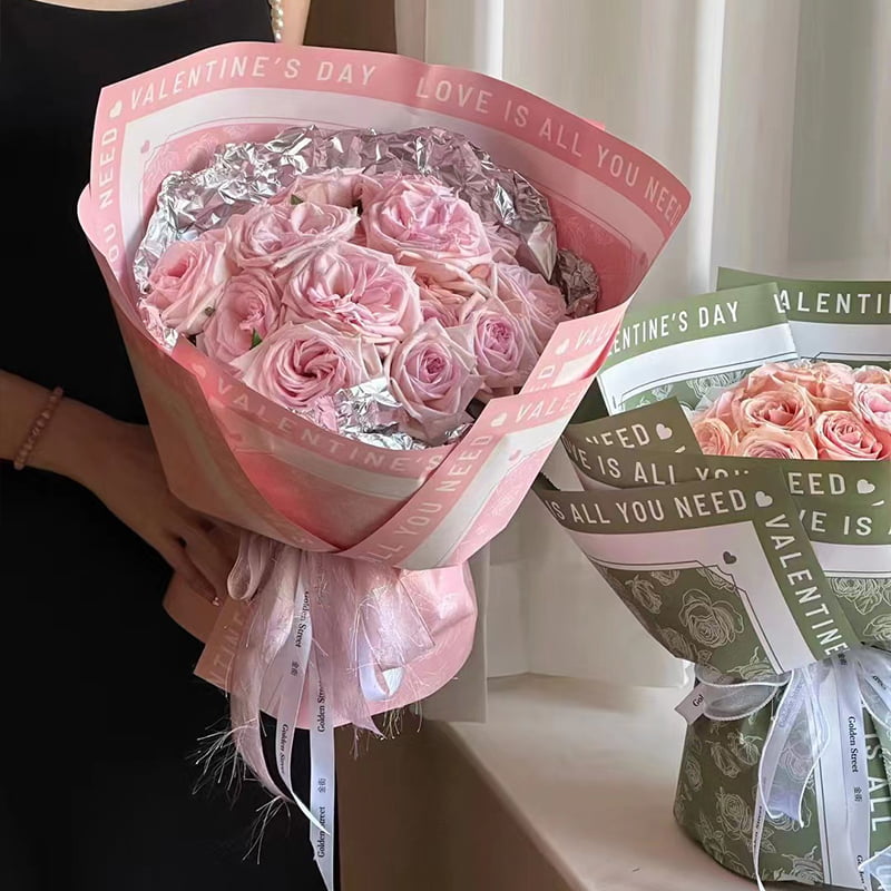 Papel de embrulho de flores com padrão rosa