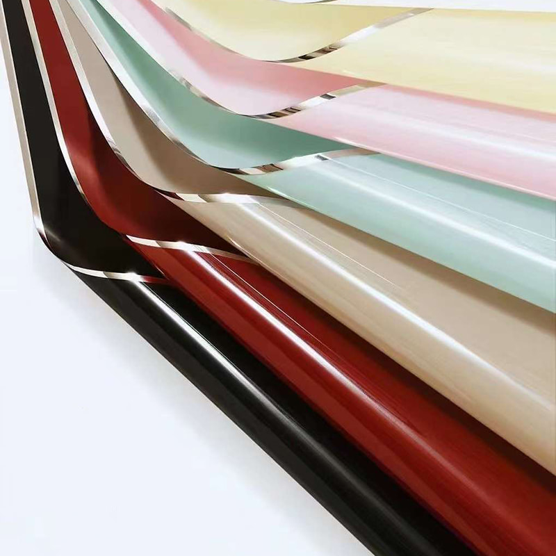 Papel de embrulho de flores com filme brilhante de água de íon prateado
