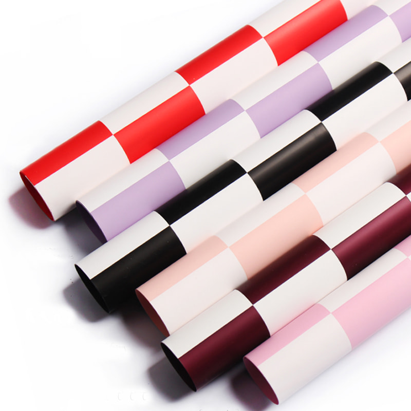 Papel de embrulho de buquê xadrez bicolor