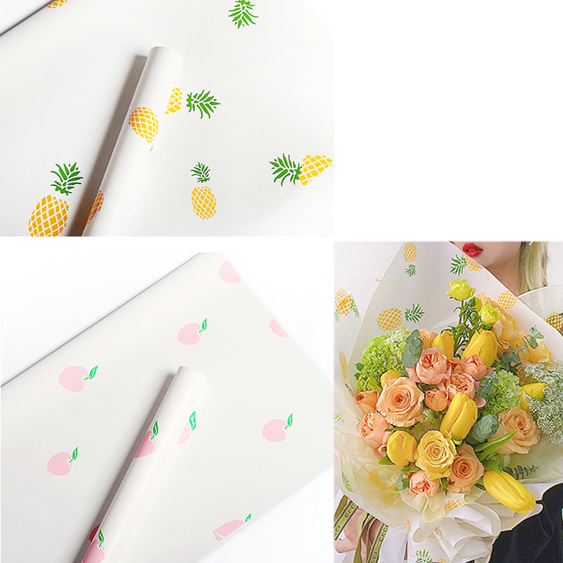 Papel de embrulho de buquê com padrão de frutas simples