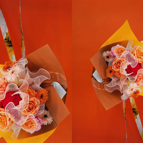 Papel de embrulho de buquê de flores gradiente premium