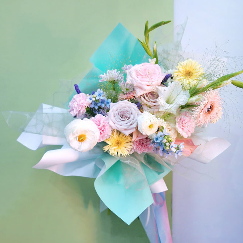 Papel de embrulho de buquê de flores gradiente premium