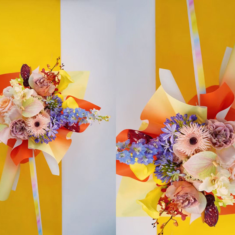 Papel de embrulho de buquê de flores gradiente premium