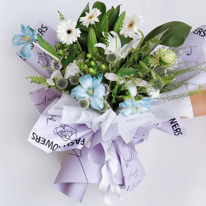 Papel de embrulho Flower Love-Bouquet com padrão rosa